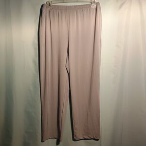 Women’s Taupe Pull-On Wide Leg Pants – Elastic Waist Casual Lounge Trousers